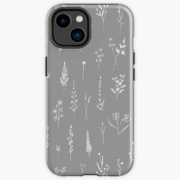 Grey Wildflowers Pattern Funda resistente para iPhone