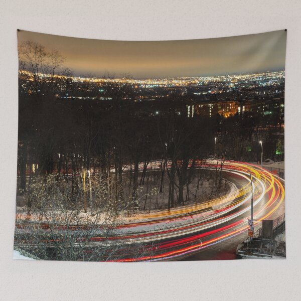 Item preview, Light trails in a curved road designed and sold by RezieMart.