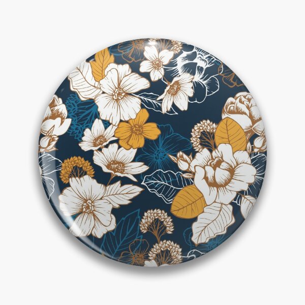 Item preview, Navy and Gold Peony and Blossom Seamless Pattern designed and sold by meghanmarie.