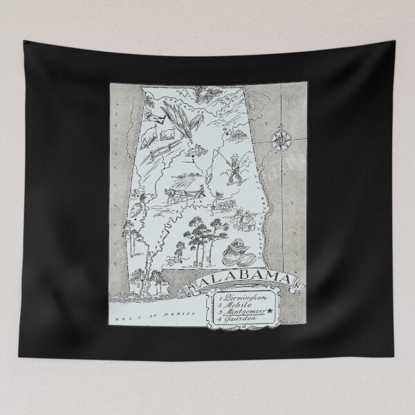 Item preview, Vintage Alabama Map designed and sold by flippinsg.