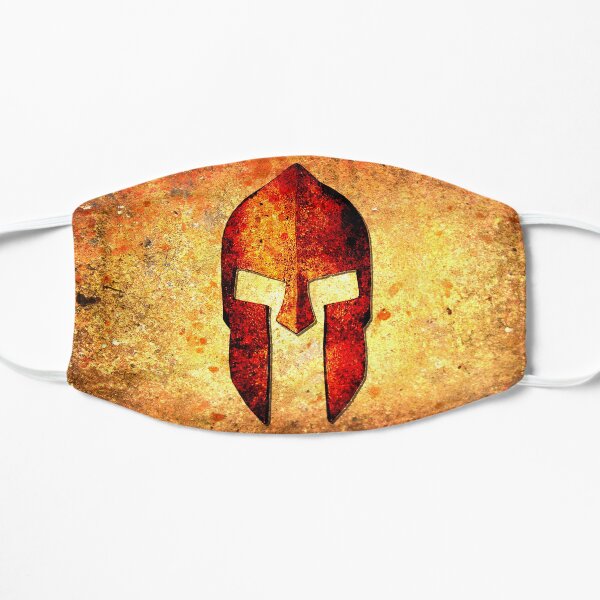 Spartan Helmet On Rust Background With A Color Burn Effect Flat Mask