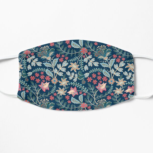 Summer Floral Blue Flat Mask
