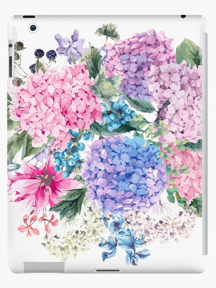Funda y vinilo para iPad « Ilustración de hortensia natural botánica  acuarela» de DePiano | Redbubble