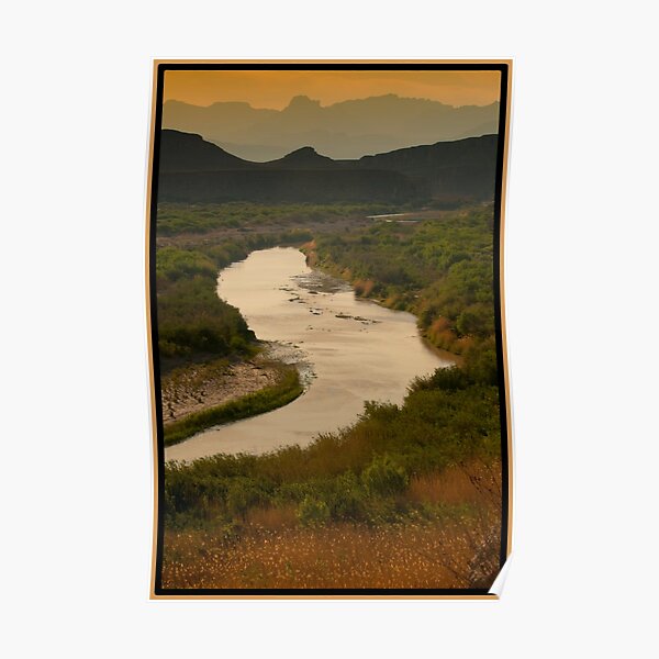Rio Grande with Chisos Mountain in Distance Poster