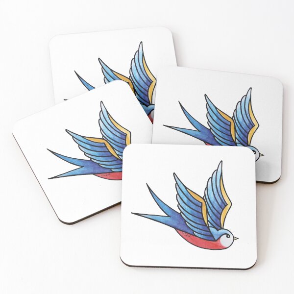 Item preview, Blue swallow tattoo designed and sold by emeteneme.