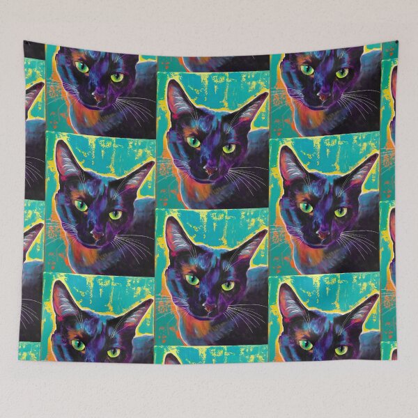 Item preview, Midnight - Black Cat Purple and Green Art designed and sold by dawgpainter.