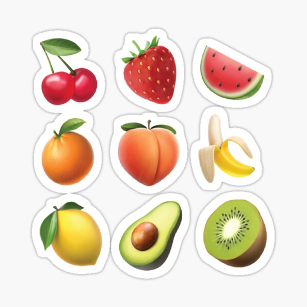 "Fruit Emojis" Sticker by stickyqueen | Redbubble