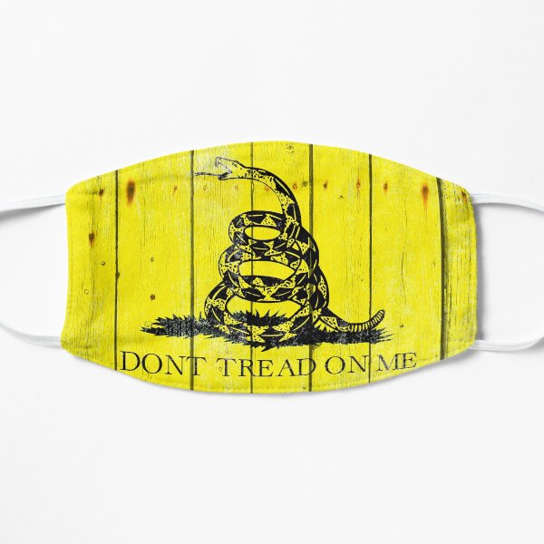 Gadsden Flag On Old Wood Planks Flat Mask