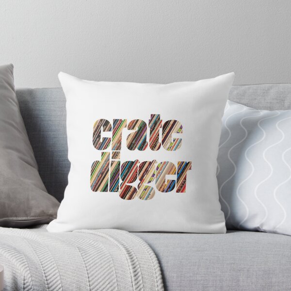 Crate Digger Vinyl Records Throw Pillow