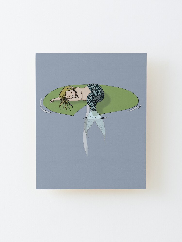 Alternate view of Sleeping Mermaid on a Lily Pad Mounted Print
