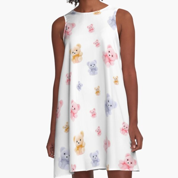 y2k flocked bear A-Line Dress