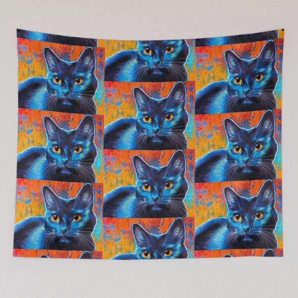 Item preview, Cova - Black Cat Yellow and Blue Art designed and sold by dawgpainter.