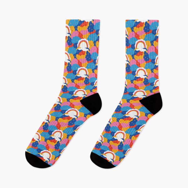 Item preview, We're in this together rainbow, cloud, hands repeat pattern designed and sold by Portia Monberg.
