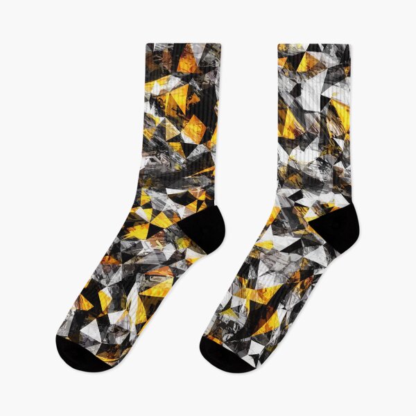 Item preview, vintage psychedelic geometric triangle polygon pattern abstract in gold yellow and black designed and sold by Mrvell.