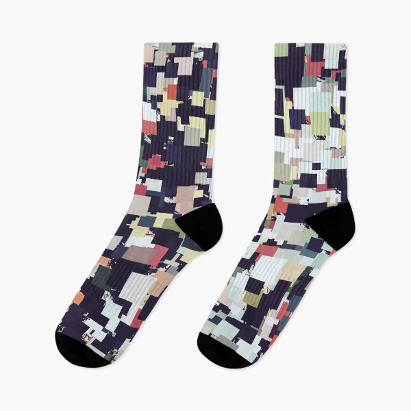 Item preview, vintage geometric square pixel pattern abstract background in brown blue green orange designed and sold by Mrvell.