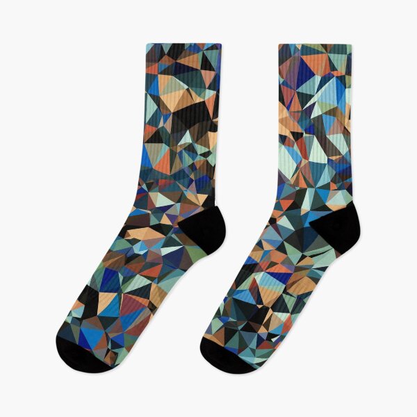 Item preview, vintage psychedelic geometric triangle polygon pattern abstract in brown blue green designed and sold by Mrvell.
