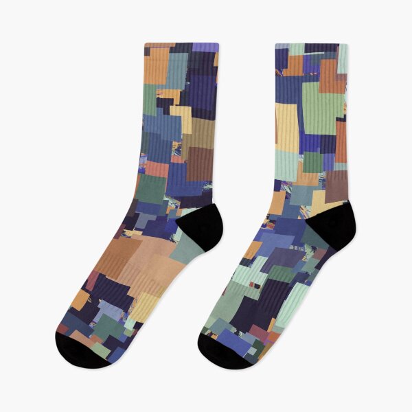 Item preview, vintage geometric square pixel pattern abstract in brown blue purple designed and sold by Mrvell.