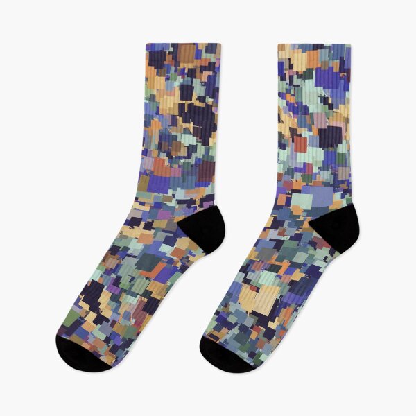 Item preview, vintage geometric square pixel pattern abstract in purple blue brown designed and sold by Mrvell.