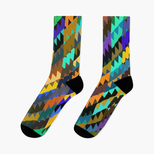 Item preview, vintage geometric triangle polygon pattern abstract background in orange brown green blue designed and sold by Mrvell.