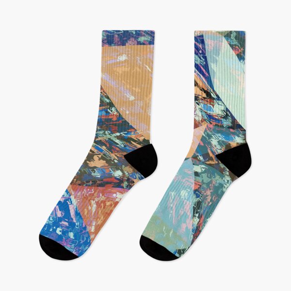 Item preview, vintage psychedelic geometric triangle polygon pattern abstract in brown blue green designed and sold by Mrvell.