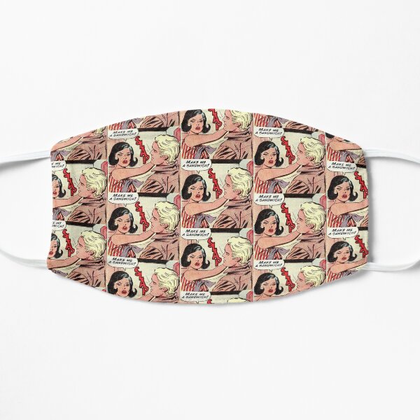 Make me a sandwich black brunette hair girl retro kitsch vintage comic Flat Mask