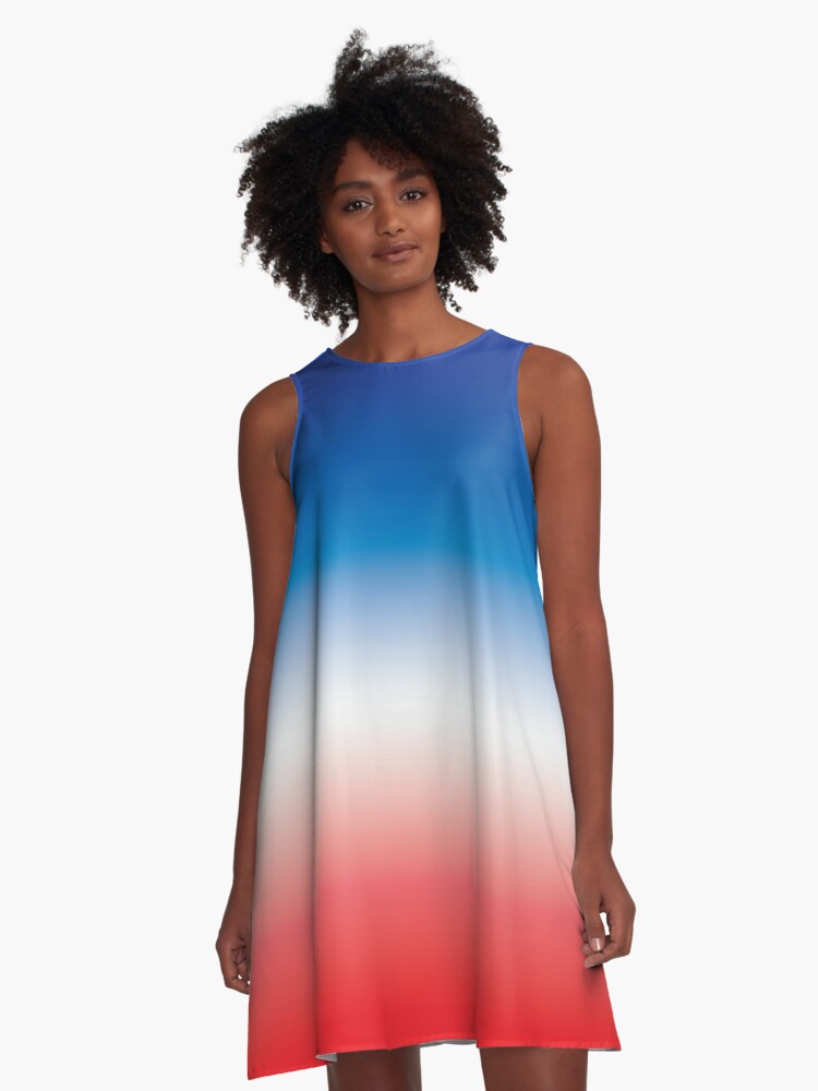 red white and blue tie dye dress