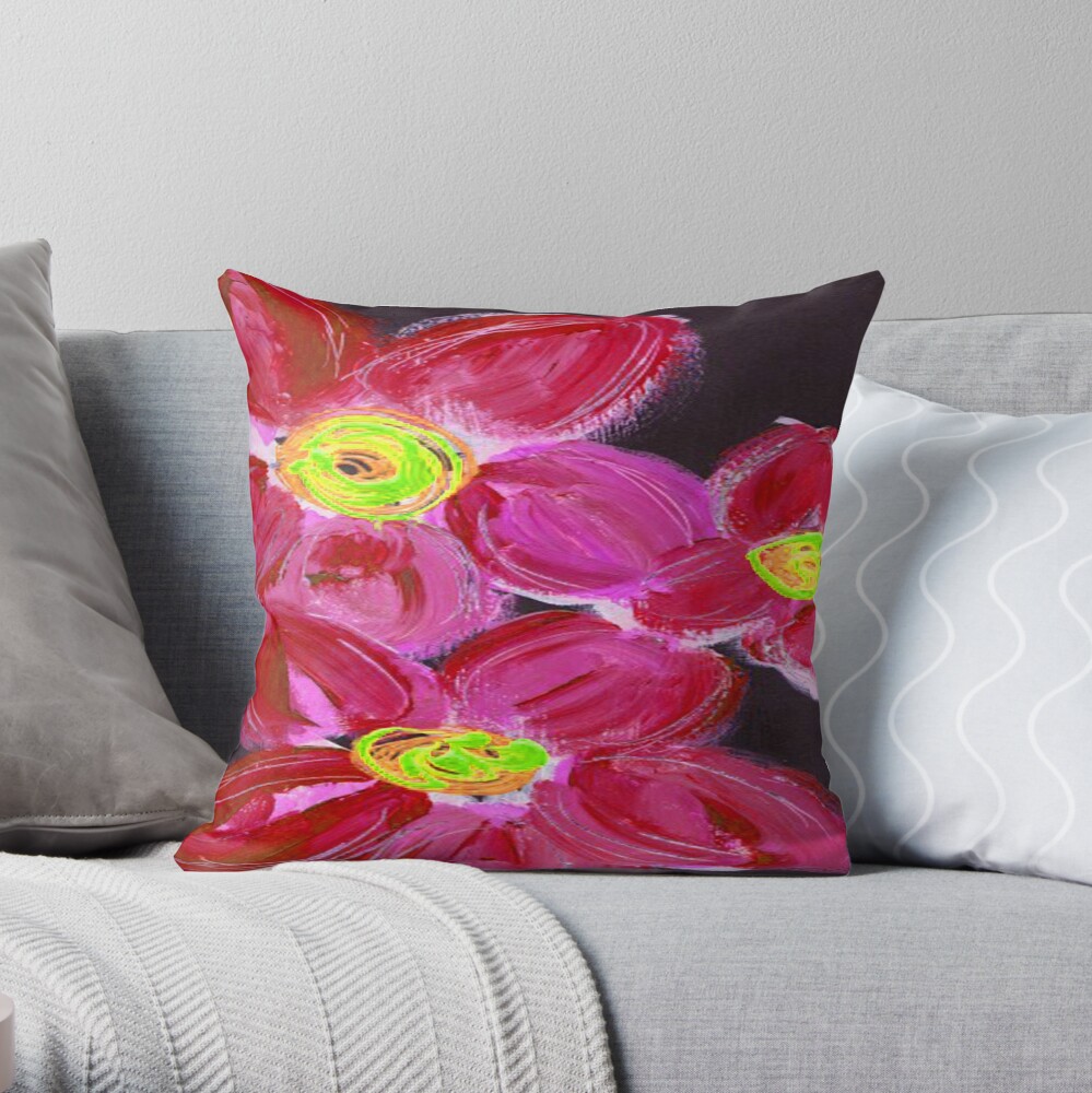 Fuchsia Floral Throw Pillow