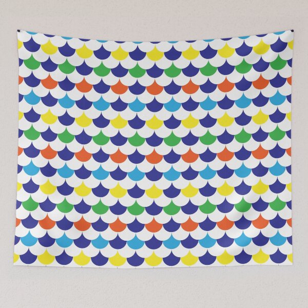 Item preview, Navy Blue Colorful Scallop Pattern designed and sold by greenoriginals.