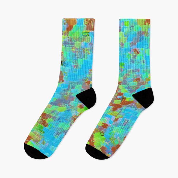 Item preview, psychedelic geometric square pattern abstract background in blue brown green designed and sold by Mrvell.