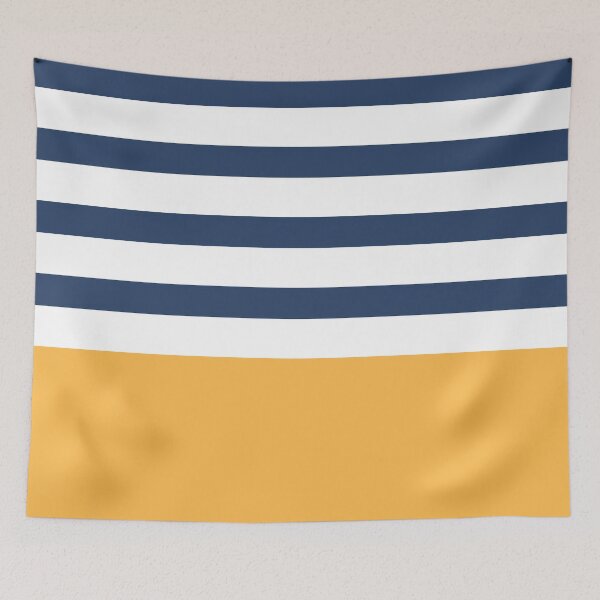 Item preview, Blue and white stripes with yellow designed and sold by Latte Design.