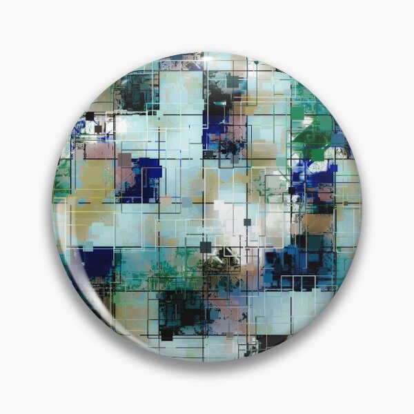 Item preview, psychedelic geometric square pixel pattern abstract background in green blue brown designed and sold by Mrvell.