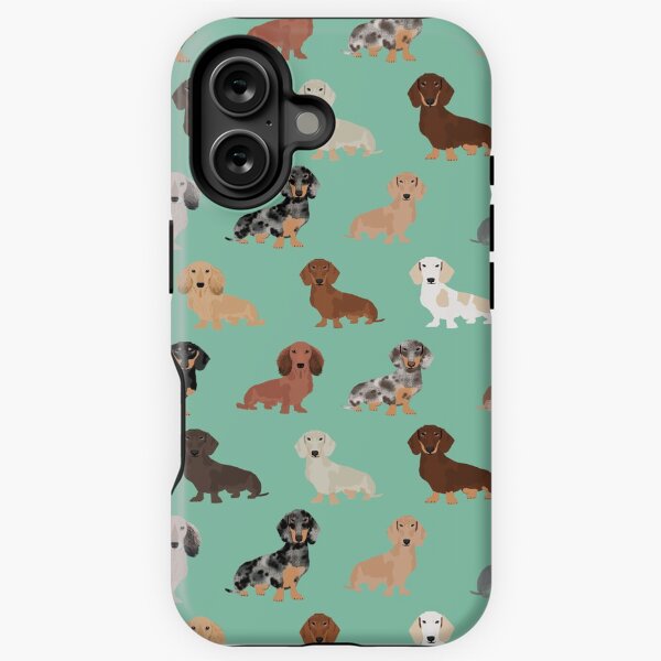 Item preview, Dachshund dog breed pattern dapple merle black and tan coat colors designed and sold by PetFriendly.