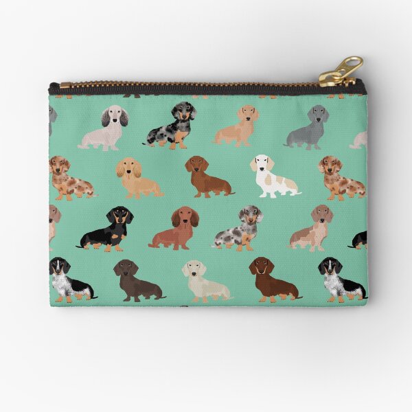 Dachshund dog breed pattern dapple merle black and tan coat colors Zipper Pouch