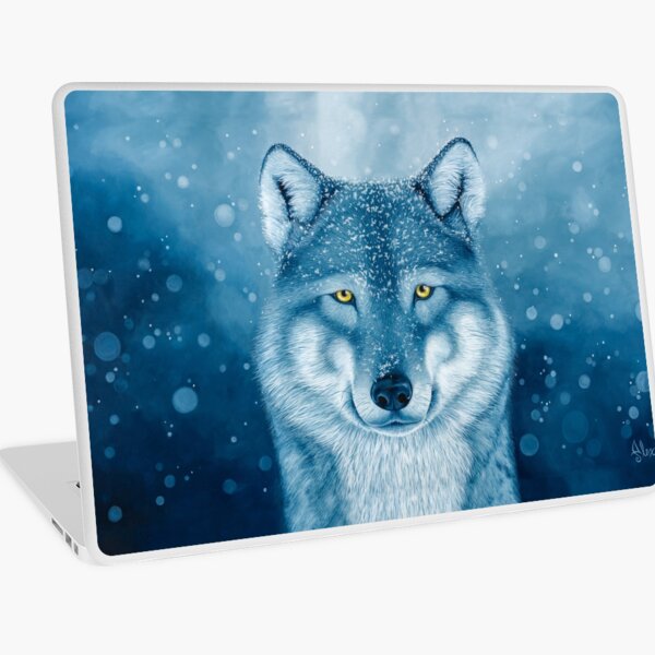 Blue Wolf in Snow Laptop Skin