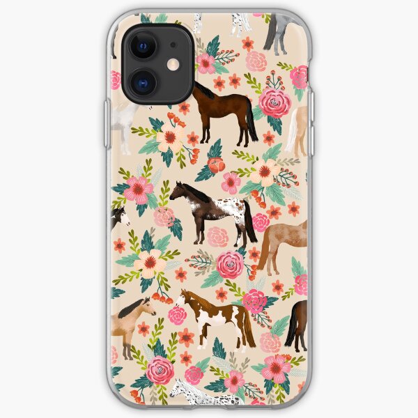 Horses floral horse breeds farm animal pets iPhone Soft Case