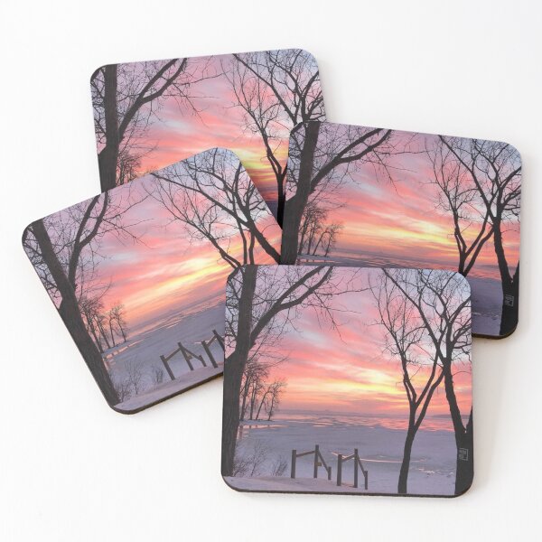 Item preview, sunrise on snowy lake designed and sold by itsvalrinfret.