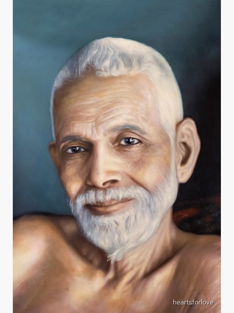 Disover Sri Bhagavan Ramana Maharshi, Portrait From Oil Painting. Yoga Studio & Meditation Room Fine Art By Hearts For Love Premium Matte Vertical Poster