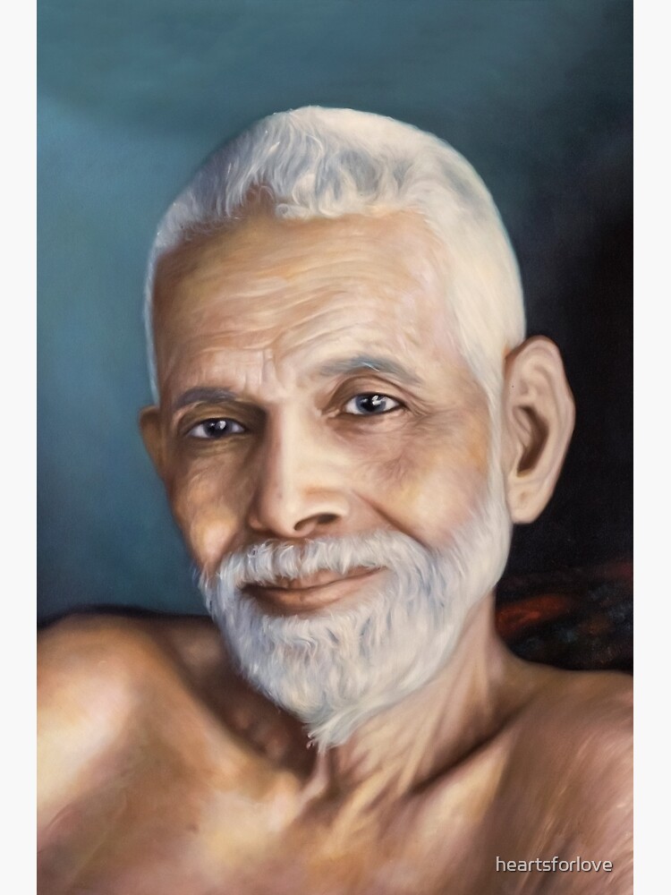Discover Sri Bhagavan Ramana Maharshi, Portrait From Oil Painting. Yoga Studio & Meditation Room Fine Art By Hearts For Love Premium Matte Vertical Poster