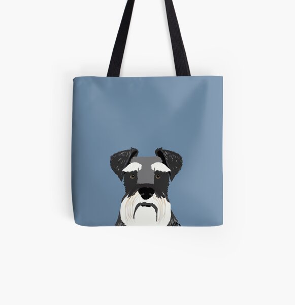 Schnauzer bleu marine gris gris noir et blanc drôle chien amical cadeau pour chien personne Tote bag doublé