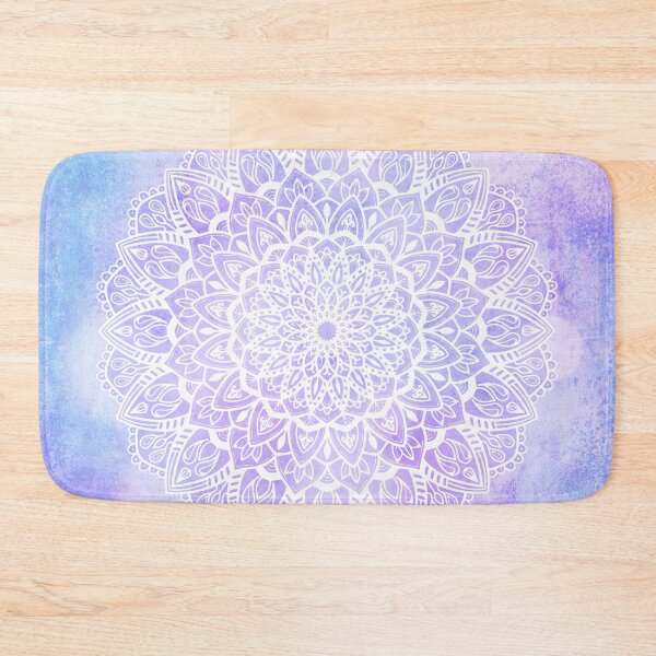 Item preview, White Mandala on Pastel Purple and Blue Textured Background designed and sold by Kelly Dietrich Mandala & Fractal Art.