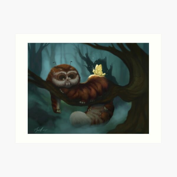 Lazy Cat-o-pillar and the Moth Art Print