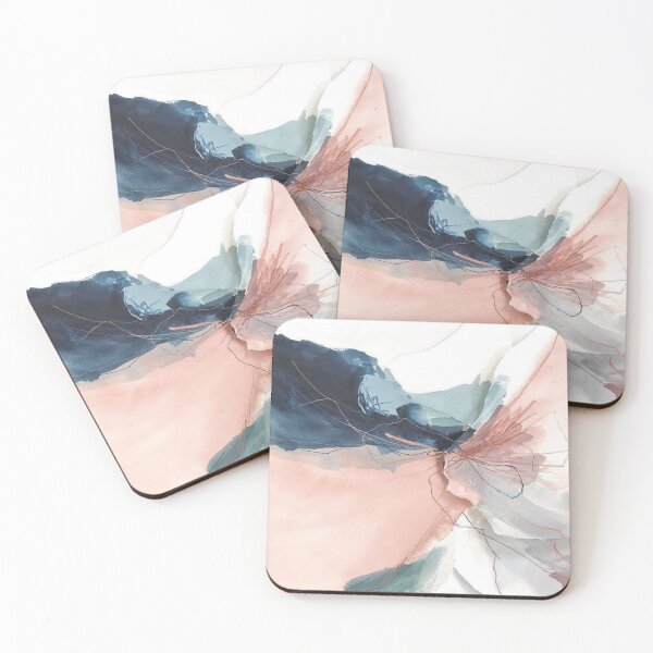 Blush and Gray Flowing Ombre Abstract 1 Coasters (Set of 4)