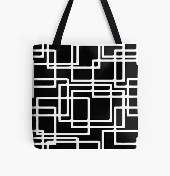 Interlocking Black Star Polygon Shape Design Tote Bag by taiche