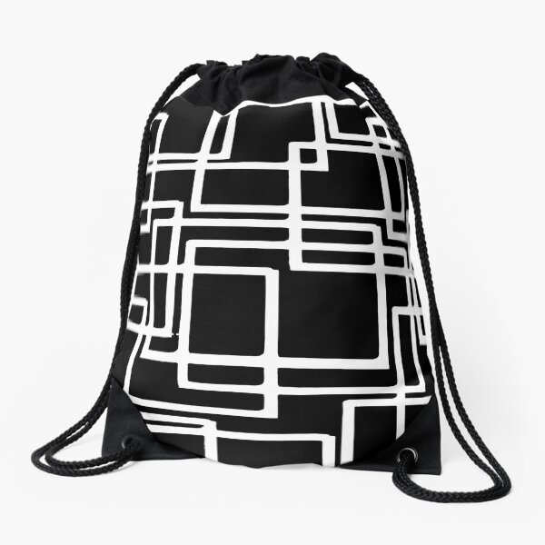 "Interlocking White Rectangles Artistic Design" Drawstring Bag for Sale by taiche Redbubble