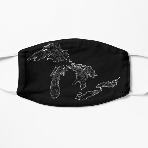 Great Lakes Depth Map White Contour Lines Flat Mask