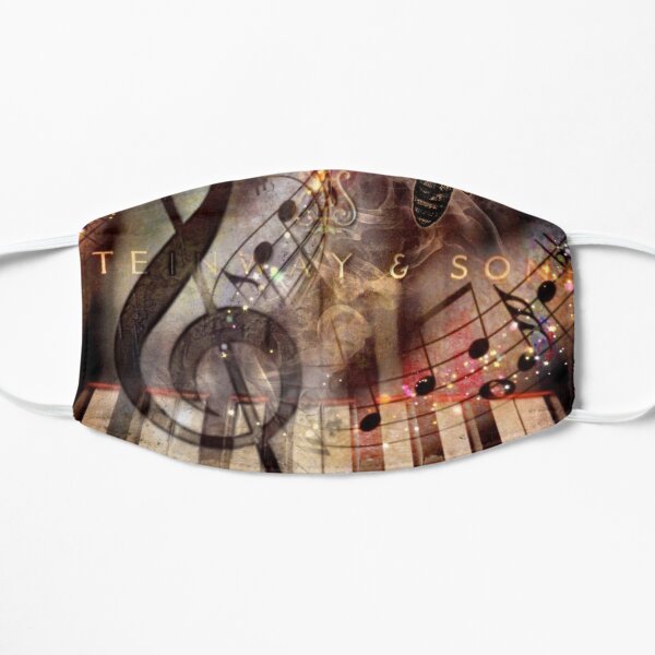 Music, treble clef, piano keys, musical notes Flat Mask
