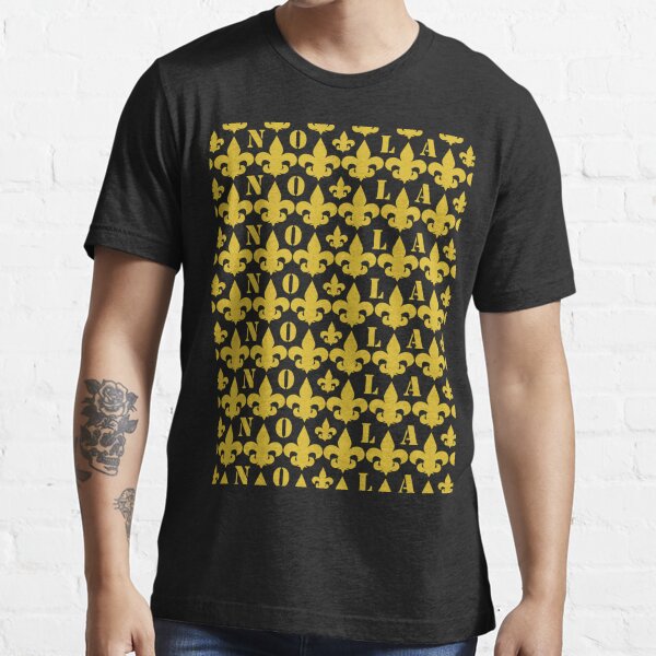 New Orleans w/ Black & Gold Fleur de Lis T-Shirt - Gray L