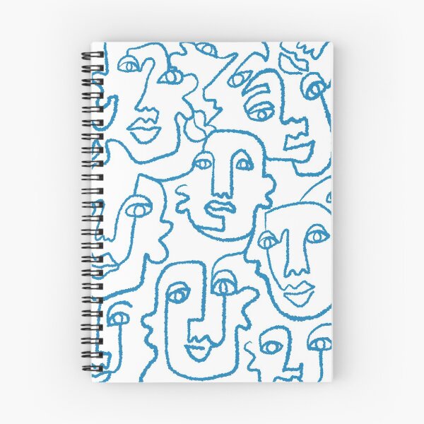 Item preview, Impresión de caras de arte de línea azul designed and sold by Emily Zigo.