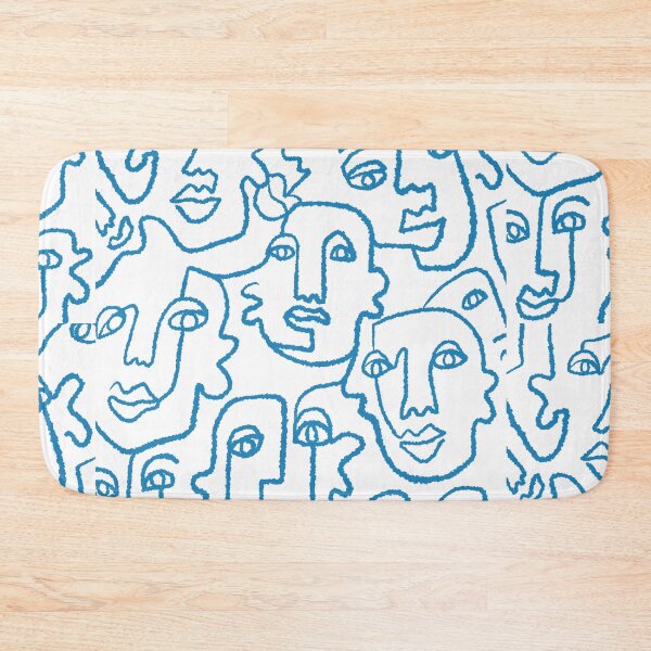 Item preview, Blue line art faces print designed and sold by Emily Zigo.