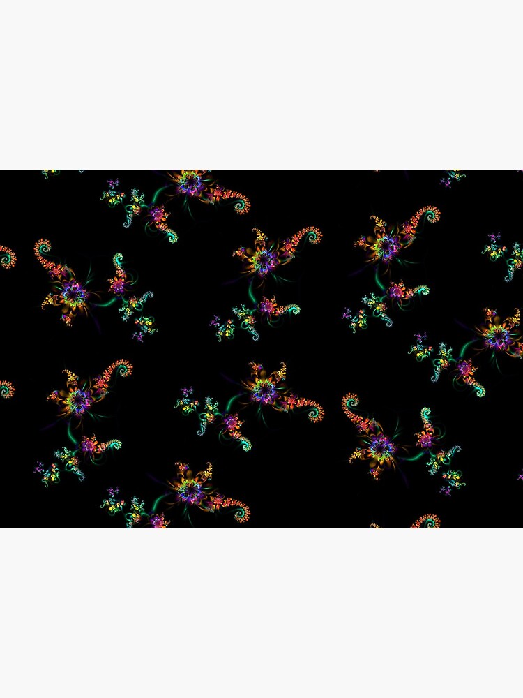 Decorative Colorful Flowers on Black by RootSquare